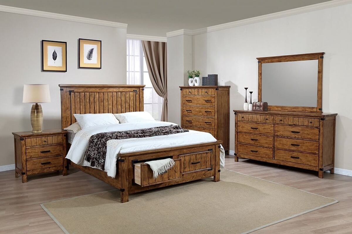 Bed with storage: Brenner Queen Storage Bed Rustic Honey