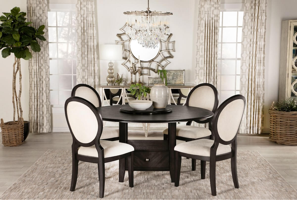 Twyla Upholstered Oval Back Dining Side Chairs Cream and Dark Cocoa