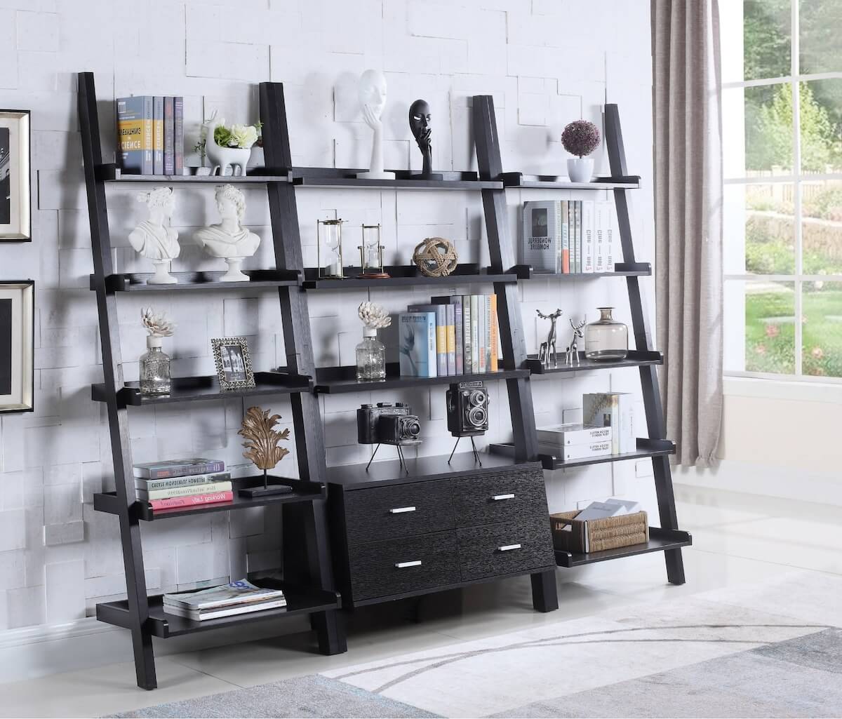 Book storage ideas: Colella 3-Piece Storage Ladder Bookcase Set Cappuccino