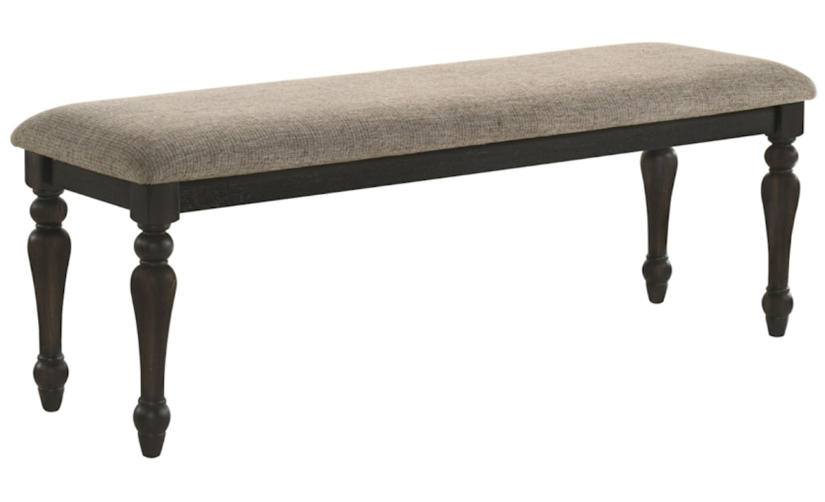 French country furniture: Bridget Upholstered Dining Bench Stone Brown and Charcoal Sandthrough