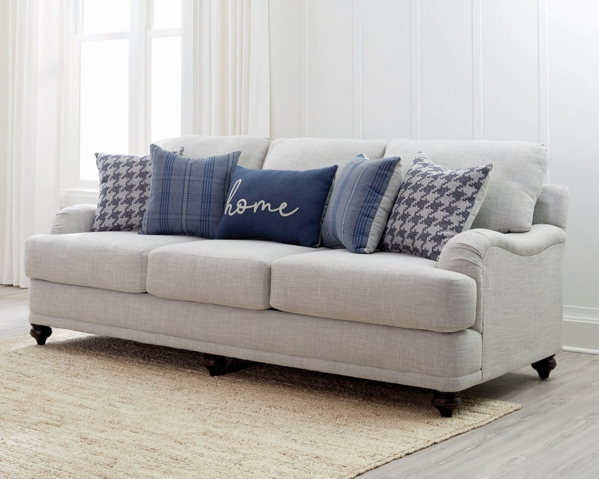 Traditional interior design: Glenn Recessed Arms Sofa Light Grey